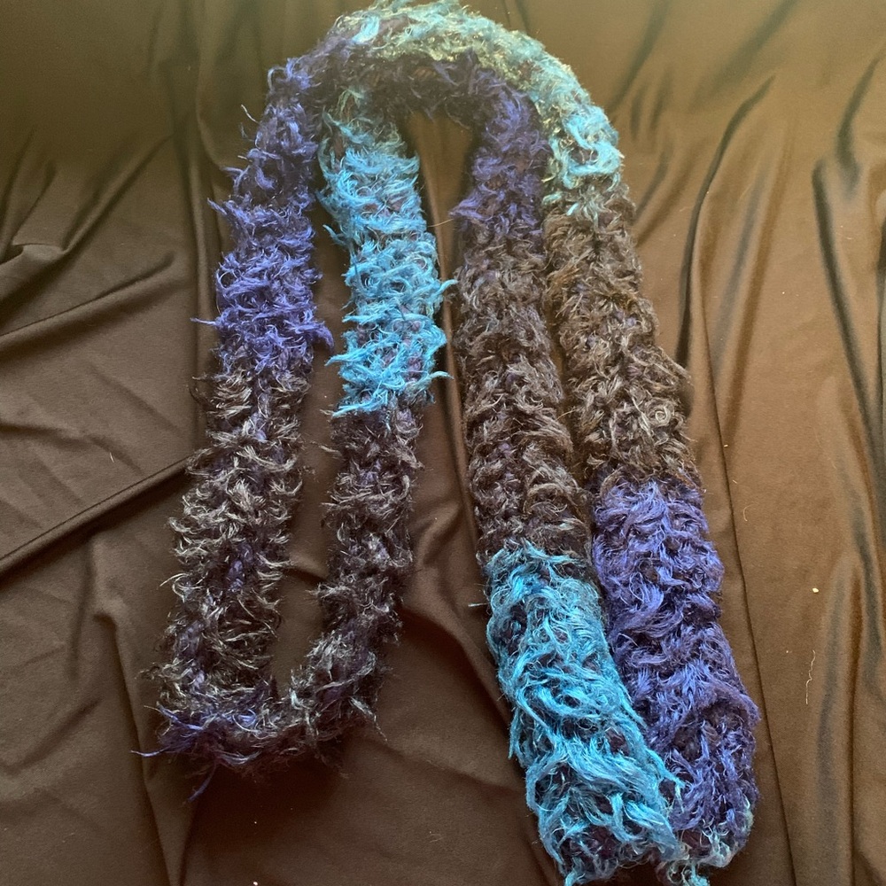 Blue and Black Fuzzy Scarf